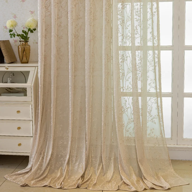 WoFloral Bestickter transparenter Vorhang Skanto