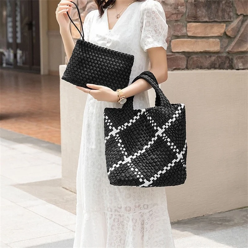 Geflochtene Handtasche mit abnehmbarer Clutch Skanto