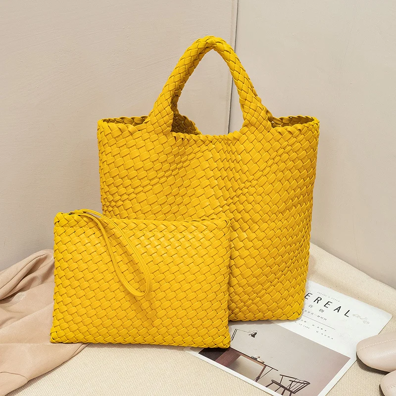 Elegante gewebte Handtasche mit abnehmbarer Clutch Skanto