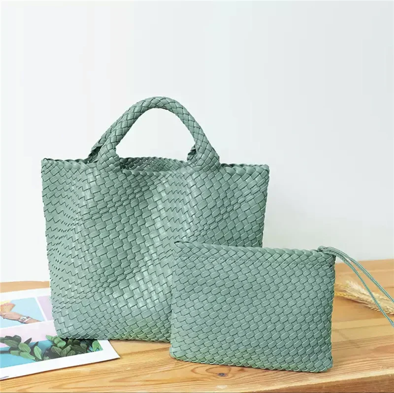 Elegante gewebte Handtasche mit abnehmbarer Clutch Skanto