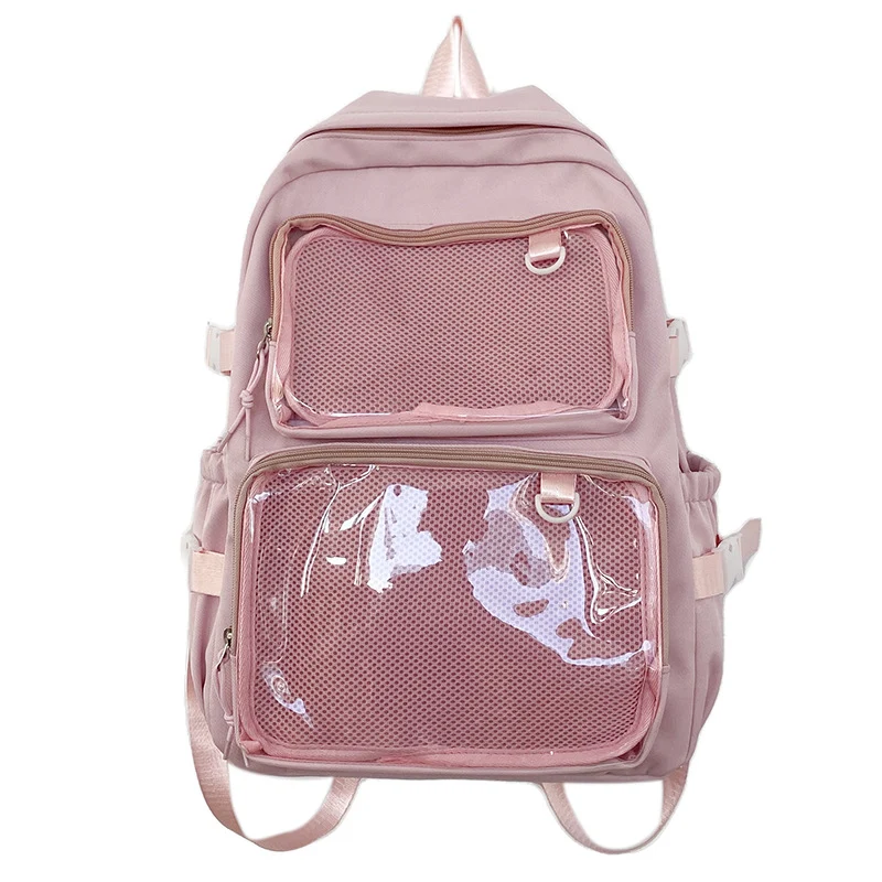 Mehrfächer-Schulrucksack mit transparentem Netz