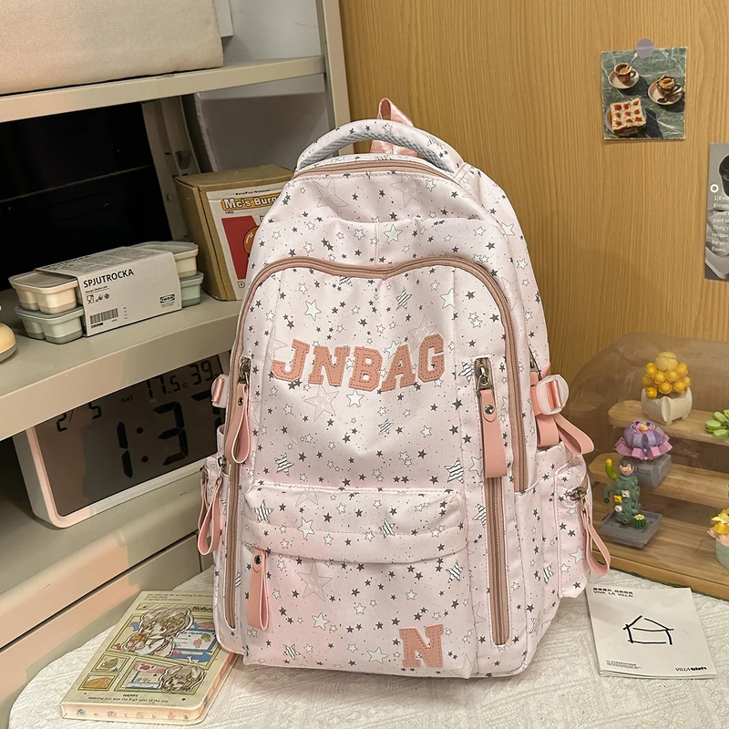Mehrfächer-Schulrucksack mit Sterndruck