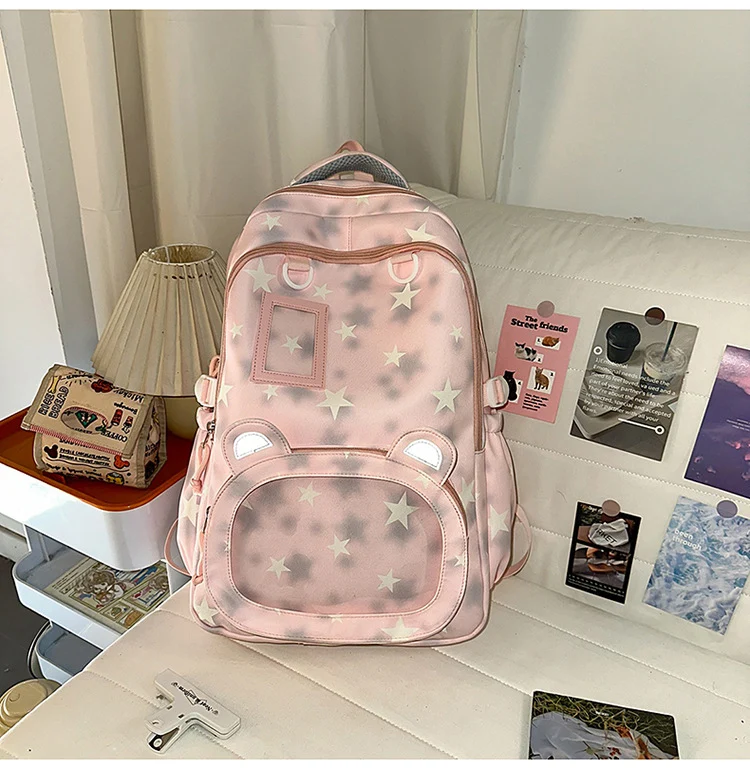 Mehrfächer-Schulrucksack mit Sternenmuster
