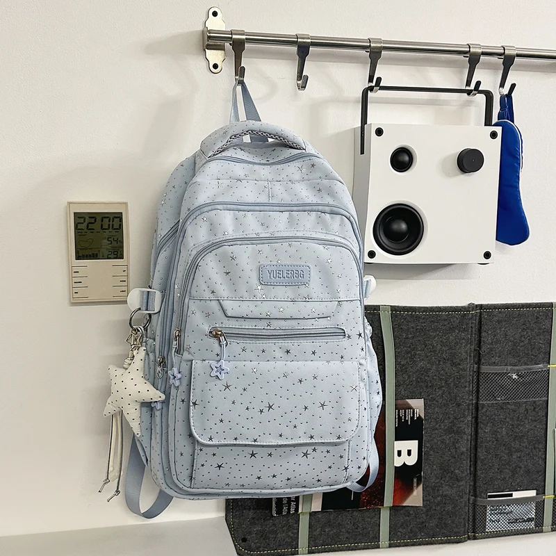 Mehrfächer-Schulrucksack mit Sternenapplikationen