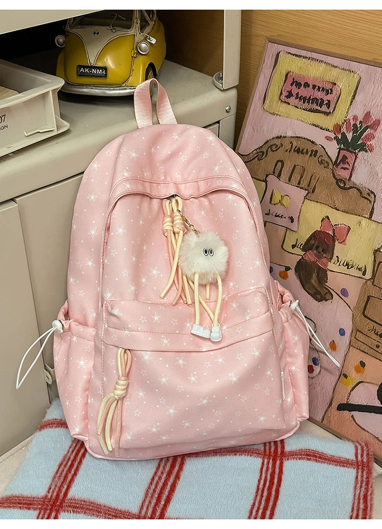 Niedlicher Schulrucksack aus weichem Stoff mit Sternenprint