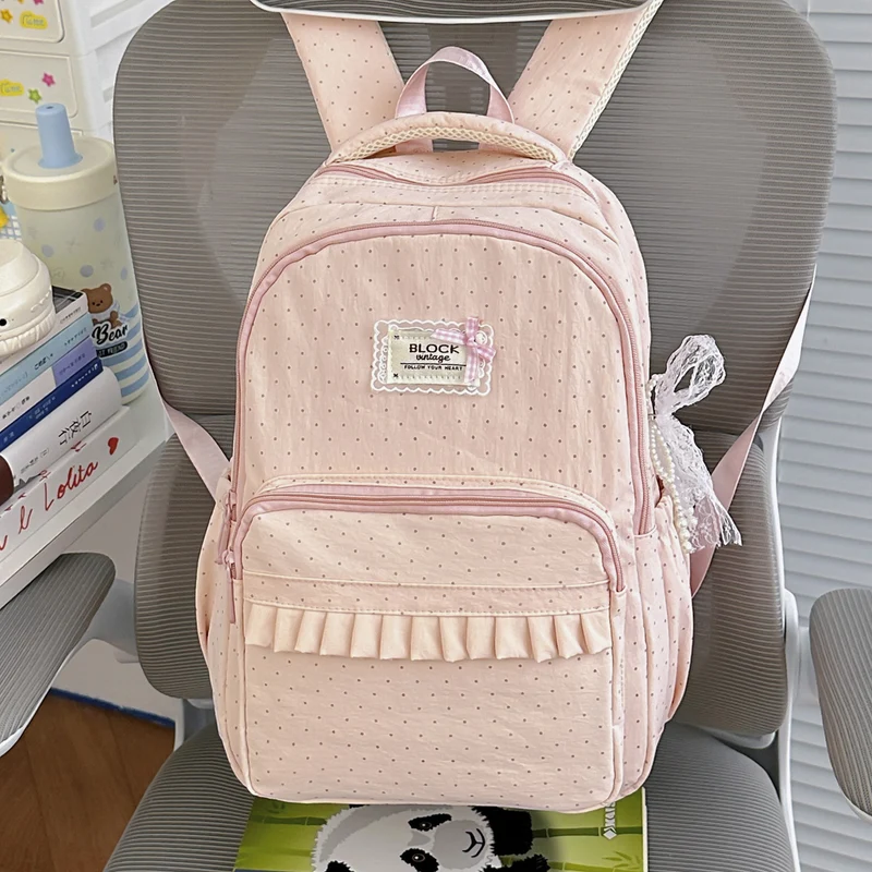 Niedlicher geraffter Schulrucksack mit Muster