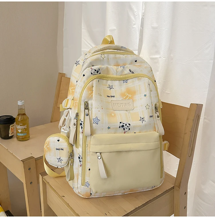 Multifunktionaler karierter Schulrucksack