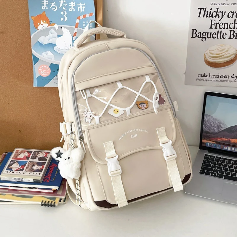 Kreativer Schulrucksack mit transparentem Panel