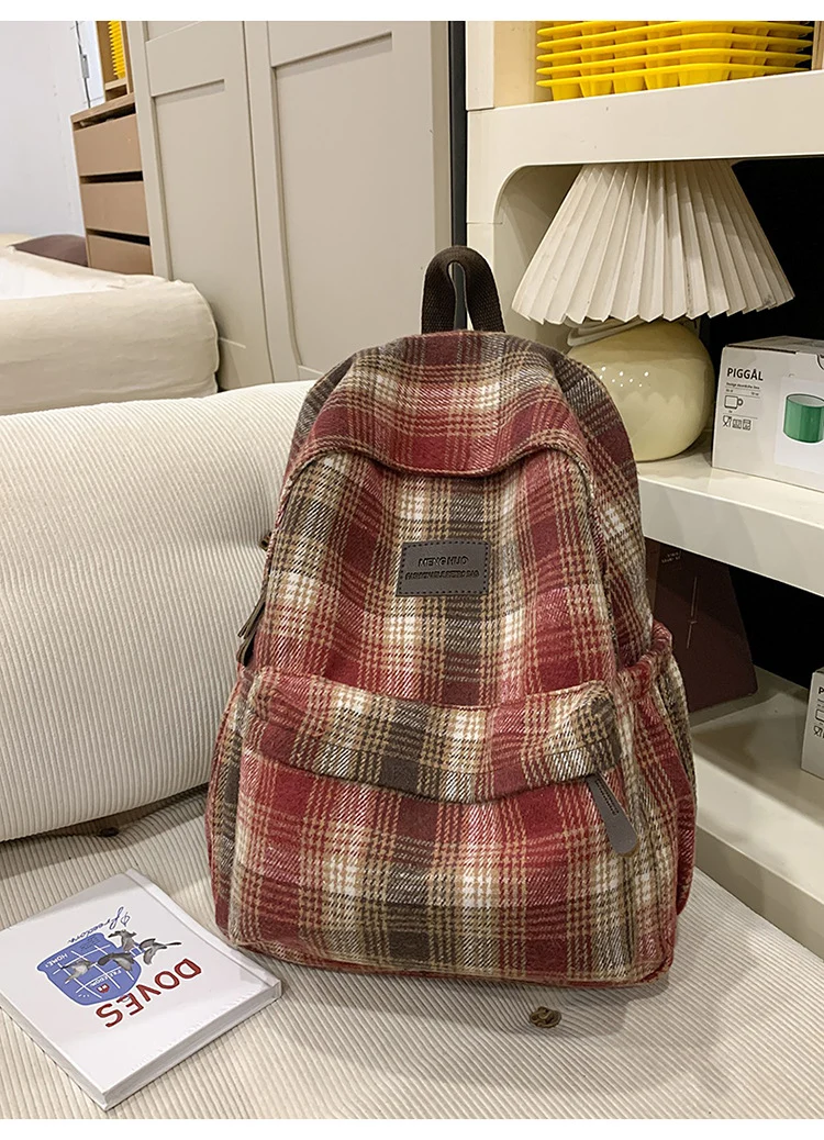 Gemütlicher Karierter Schulrucksack