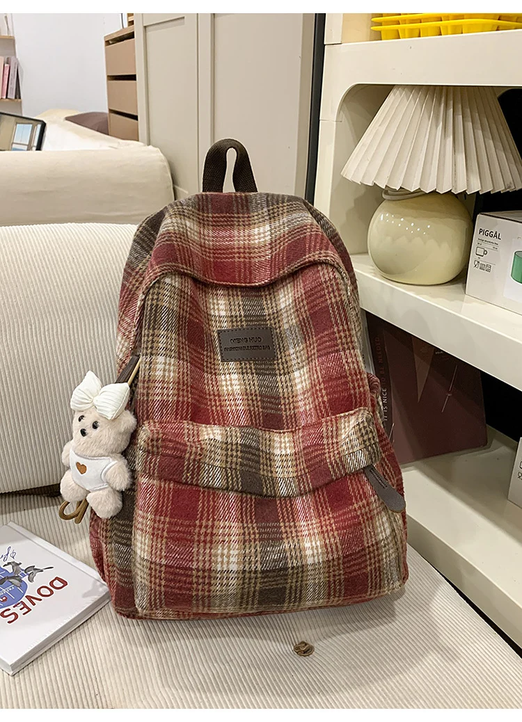 Gemütlicher Karierter Schulrucksack