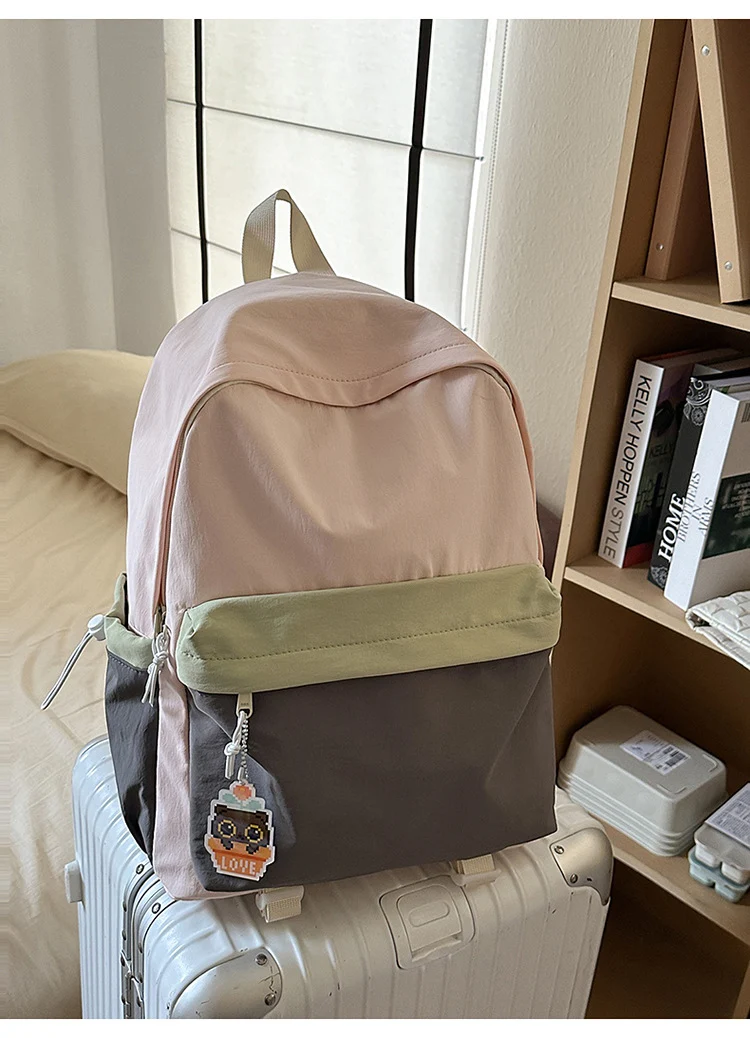 Moderner Color-Block Reise-Schulrucksack