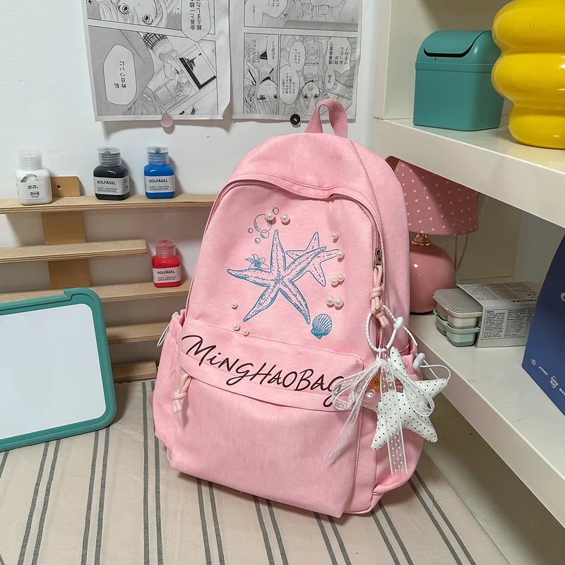 Bestickter Schulrucksack mit Seestern-Design