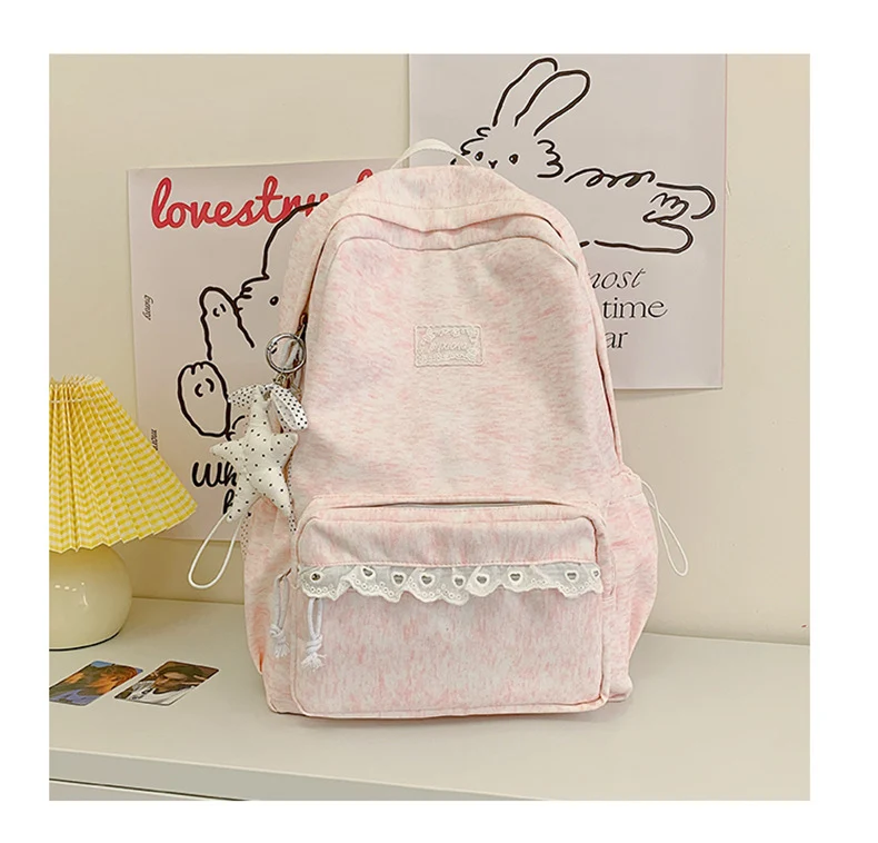 Niedlicher Freizeit-Schulrucksack mit Spitzenbesatz