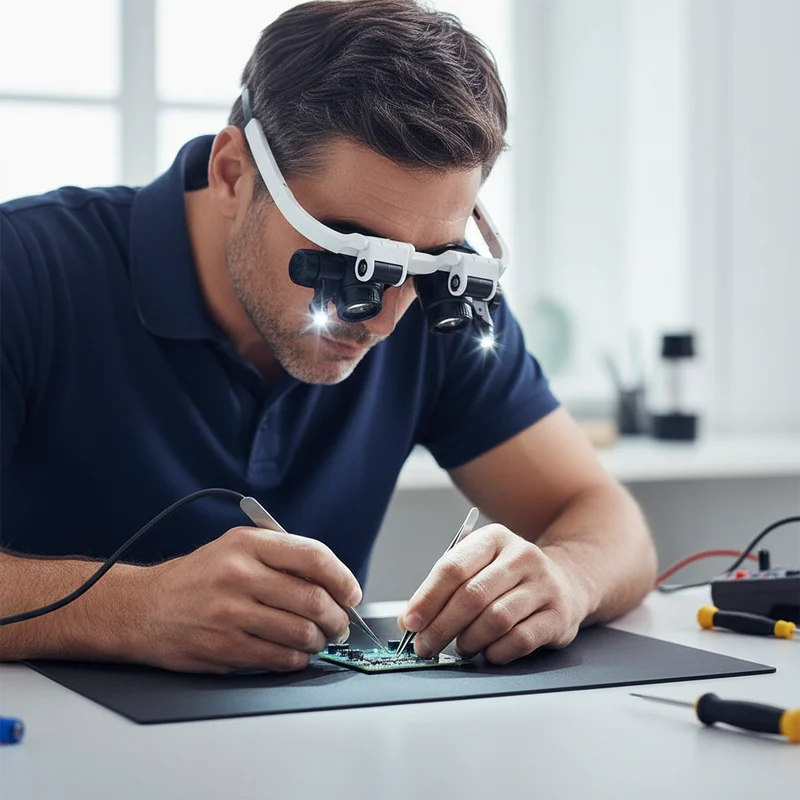 Lupenbrille mit LED-Lampe für beide Augen