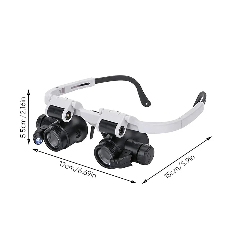 Lupenbrille mit LED-Lampe für beide Augen