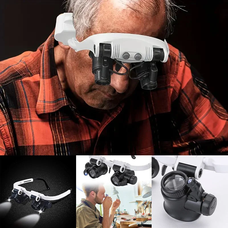 Lupenbrille mit LED-Lampe für beide Augen