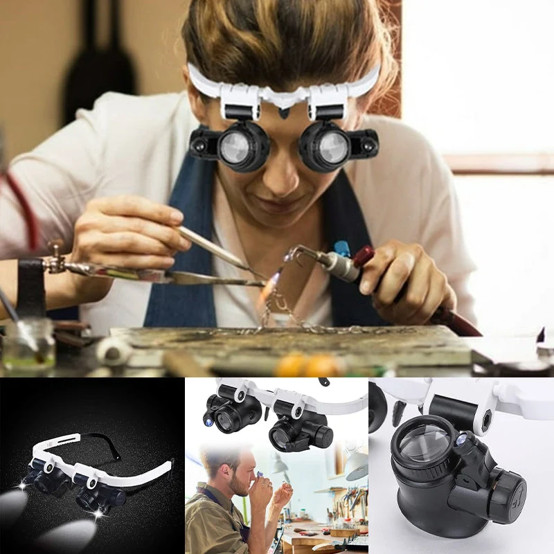 Lupenbrille mit LED-Lampe für beide Augen