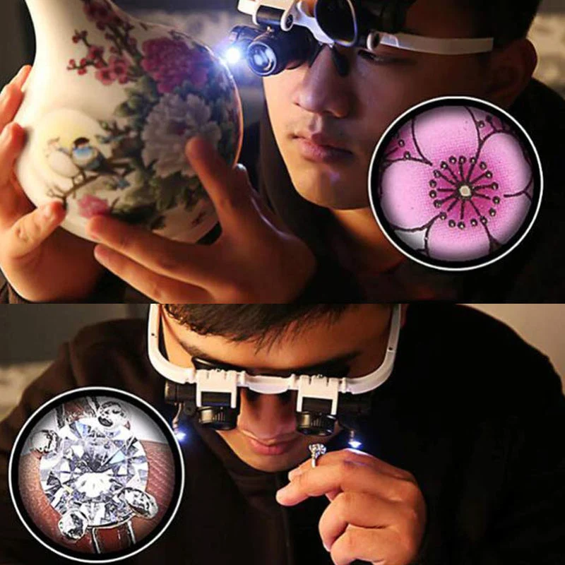 Lupenbrille mit LED-Lampe für beide Augen