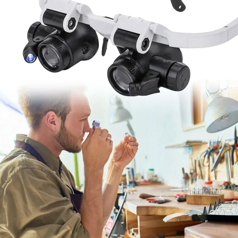 Lupenbrille mit LED-Lampe für beide Augen