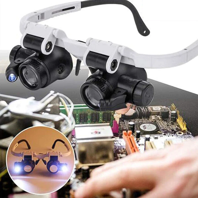 Lupenbrille mit LED-Lampe für beide Augen