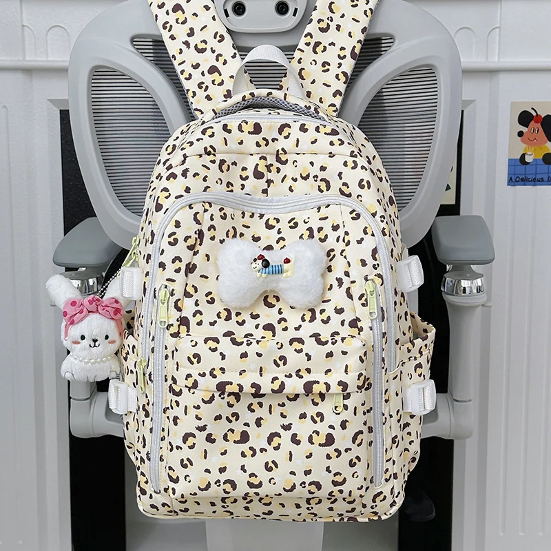 Multifunktionaler Schulrucksack mit Leopardenmuster