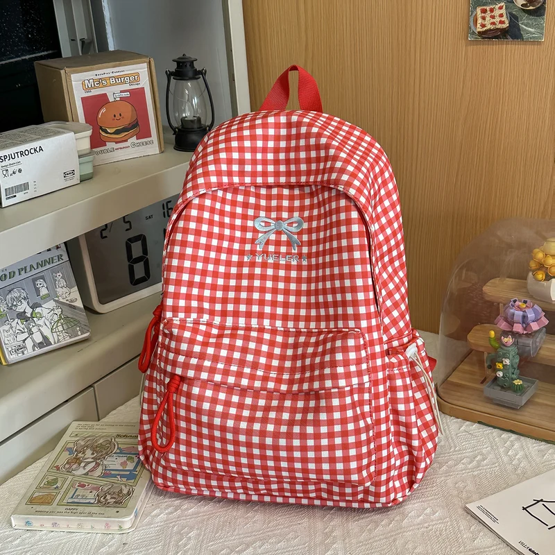 Niedlicher Mini-Schulrucksack mit Karomuster