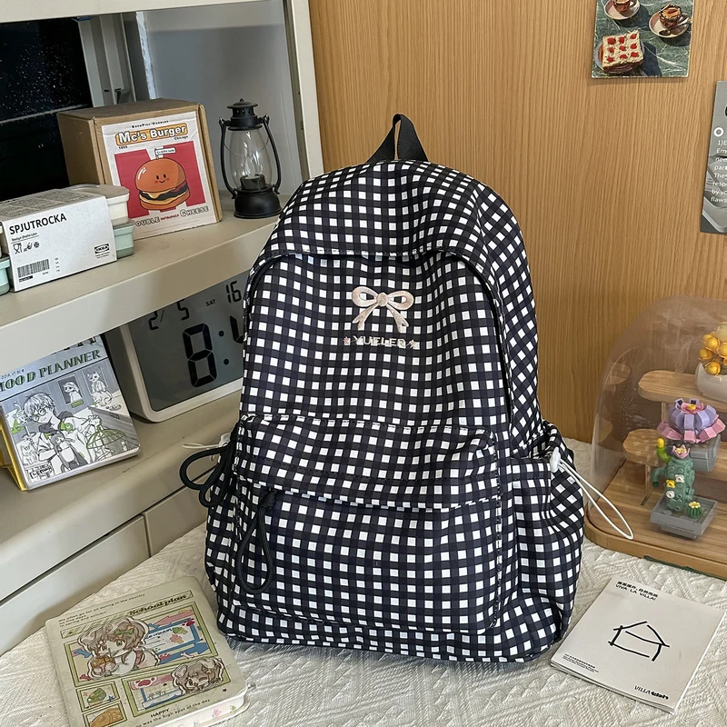 Niedlicher Mini-Schulrucksack mit Karomuster