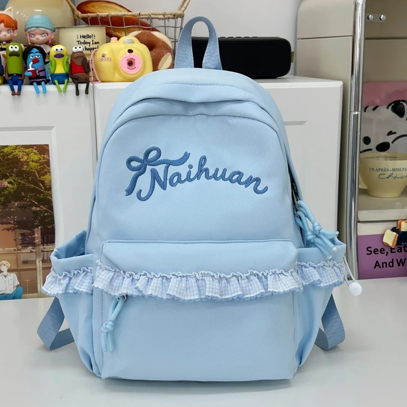 Süßer bestickter Schulrucksack mit Rüschen