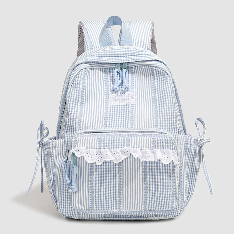 Lässiger Schulrucksack mit Spitzenbesatz