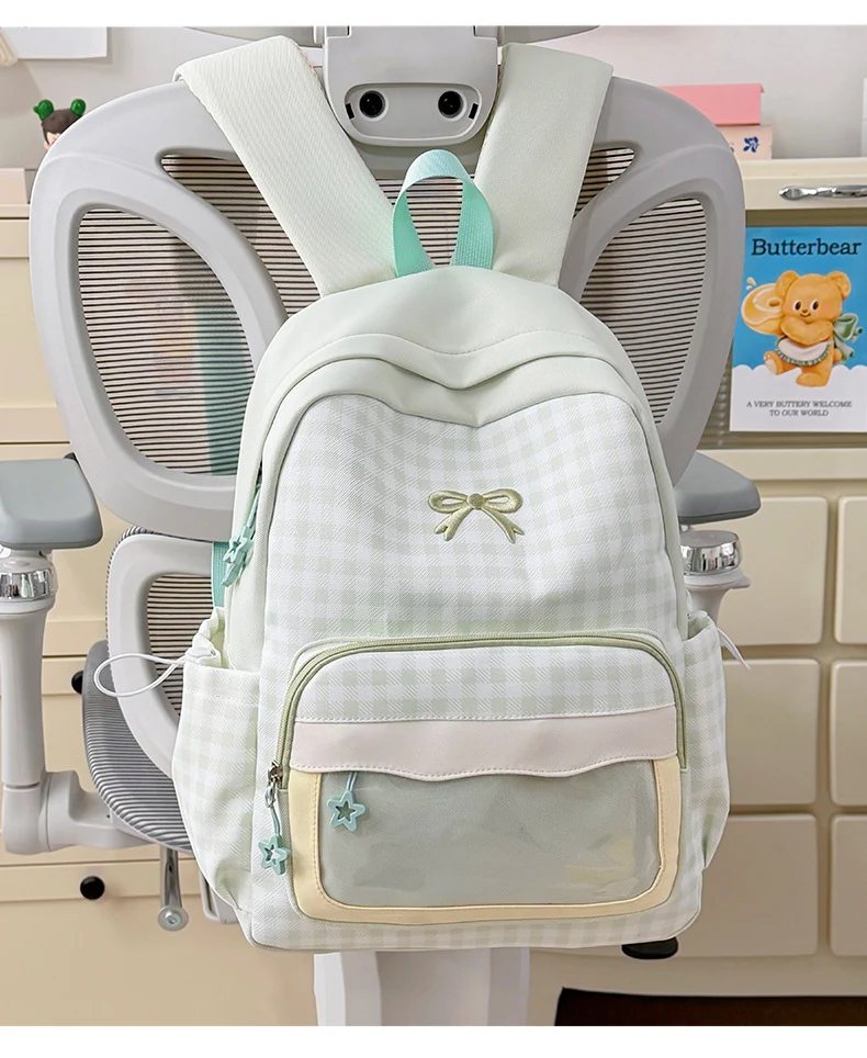 Karierter Kinder-Schulrucksack