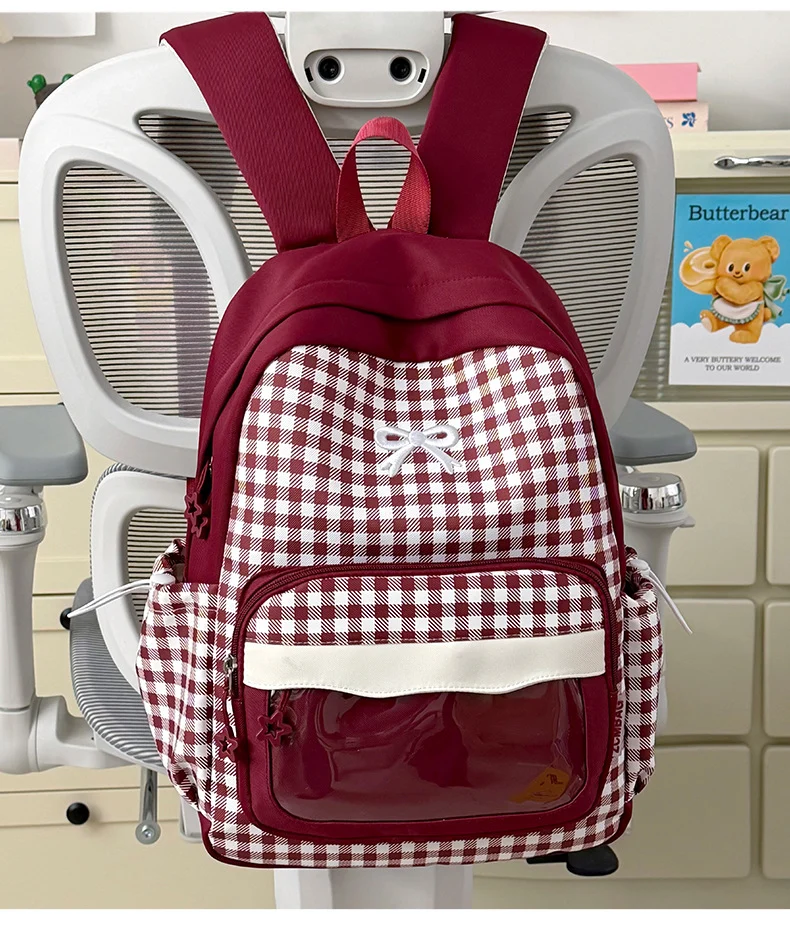 Karierter Kinder-Schulrucksack