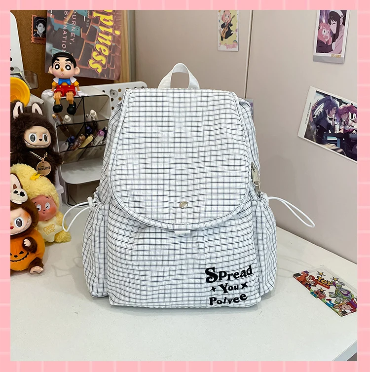 Leichter karierter Schulrucksack