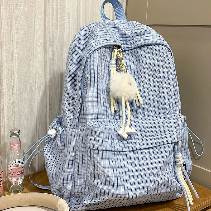 Robuster karierter Schulrucksack