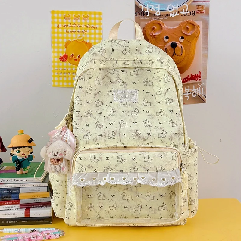 Niedlicher transparenter Schulrucksack mit Charakter-Motiv