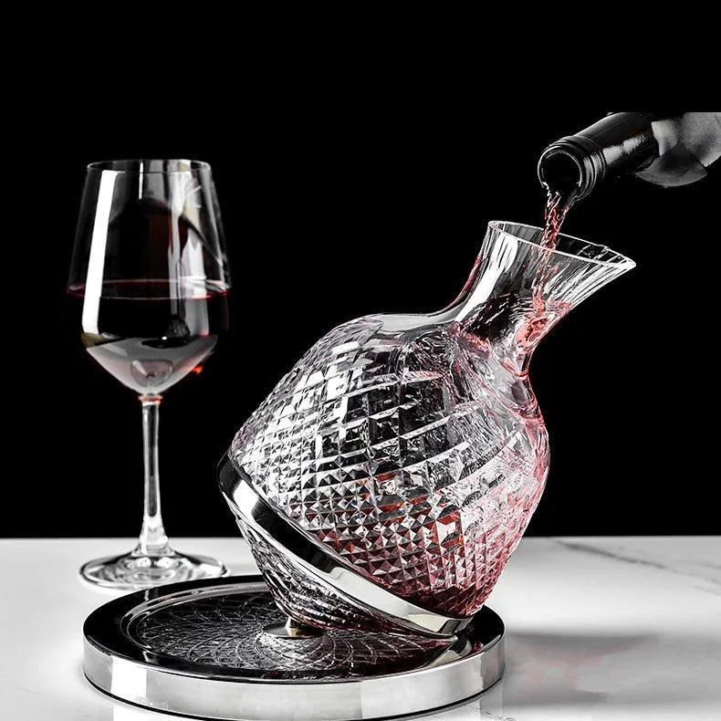 LuxeDecant™ | 360° rotierende Kristall Hand geblasener Weindekanter