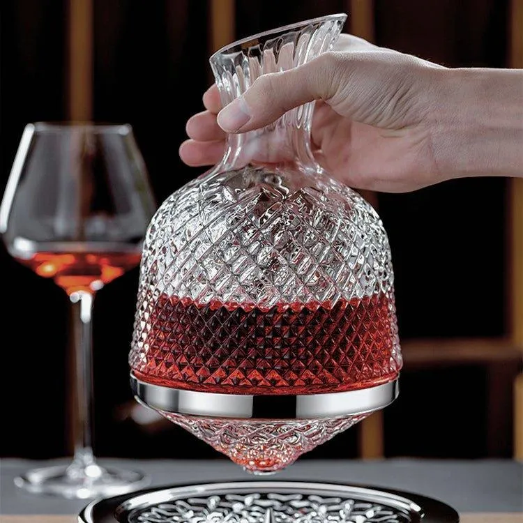 LuxeDecant™ | 360° rotierende Kristall Hand geblasener Weindekanter