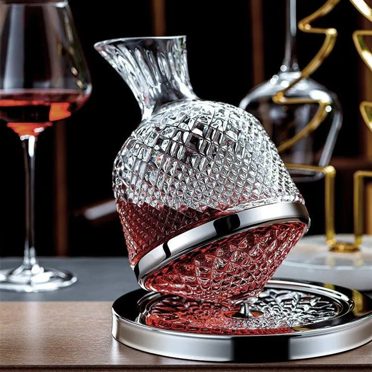 LuxeDecant™ | 360° rotierende Kristall Hand geblasener Weindekanter