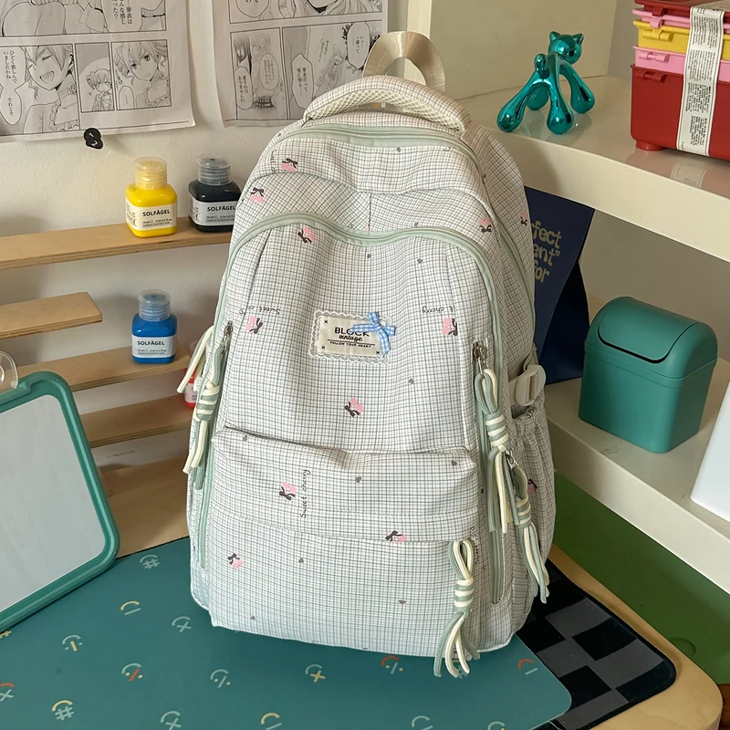 Blumen-Schulrucksack mit mehreren Taschen