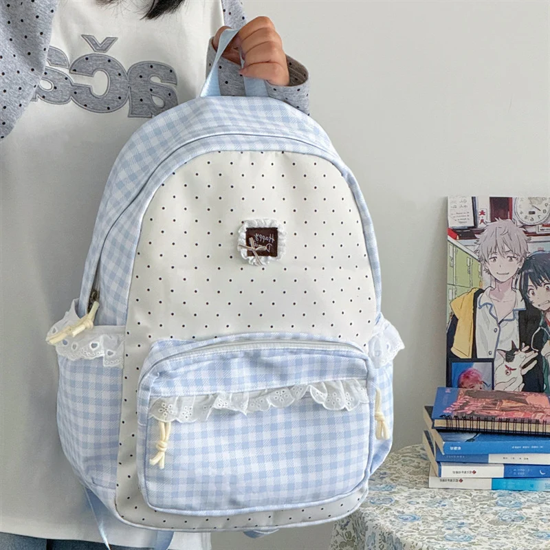 Charmanter Vichy-Schulrucksack