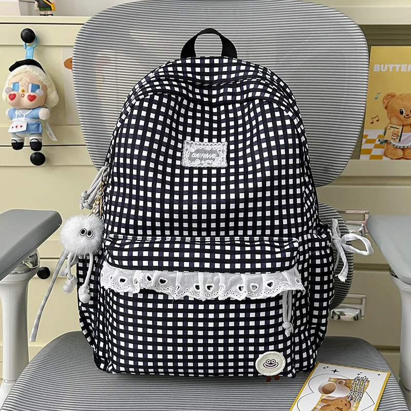 Charmanter Schulrucksack mit Vichy-Muster