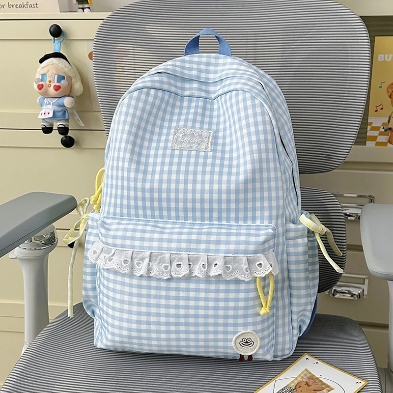 Charmanter Schulrucksack mit Vichy-Muster