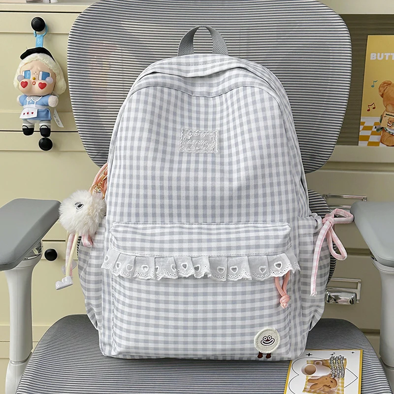 Charmanter Schulrucksack mit Vichy-Muster