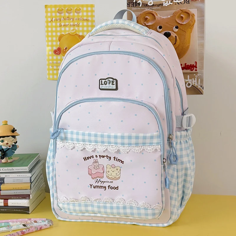 Dekorativer Schulrucksack mit Polka-Dot-Muster
