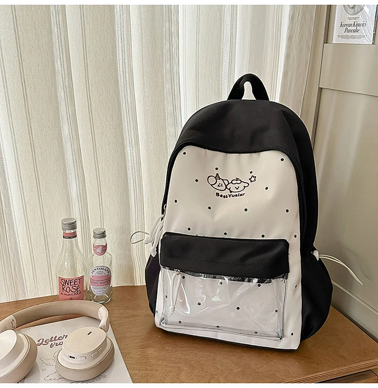 Niedlicher Schulrucksack mit transparentem Panel