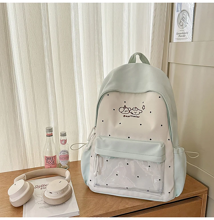 Niedlicher Schulrucksack mit transparentem Panel