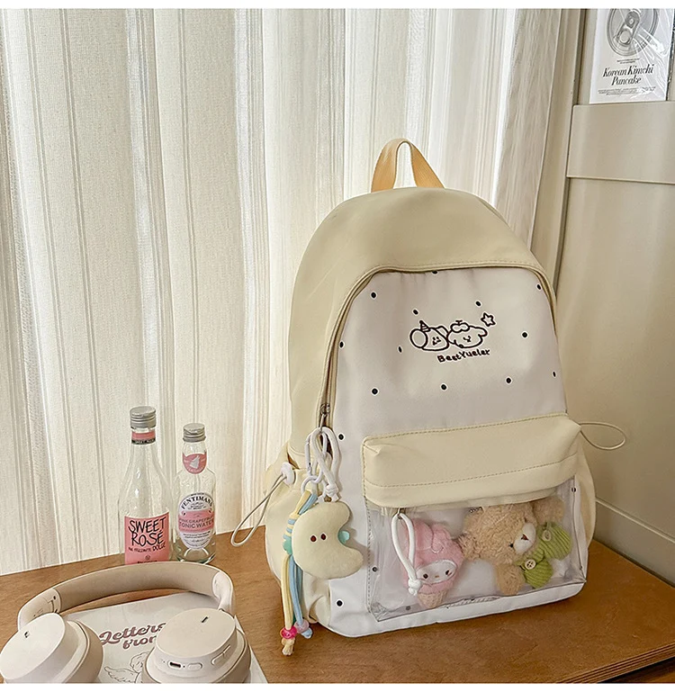 Niedlicher Schulrucksack mit transparentem Panel