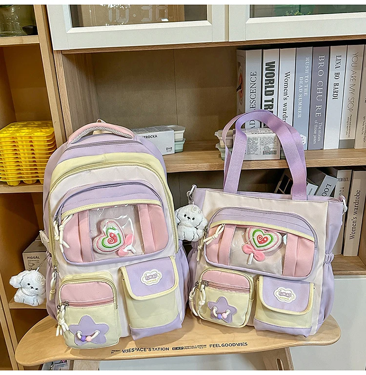 Schulrucksack mit mehreren Fächern und Charakterdesign