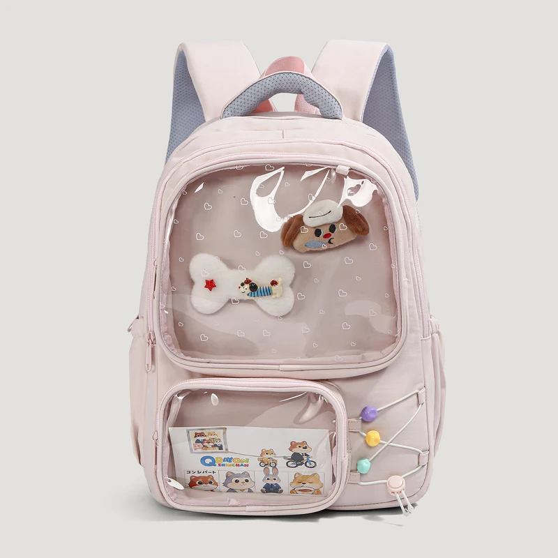 Niedlicher transparenter Schulrucksack mit Charakter-Motiv