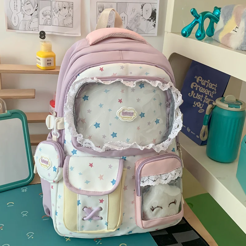 Niedlicher Schulrucksack mit Charakter-Print