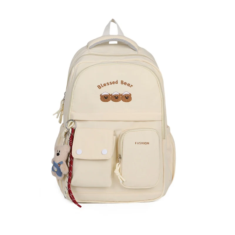 Lässiger Schulrucksack mit Bären-Applikation